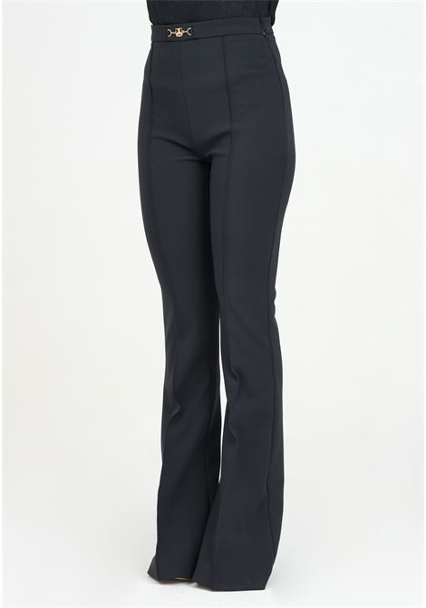 Pantalone elegante nero da donna in crêpe stretch con morsetto ELISABETTA FRANCHI | PA02246E2110